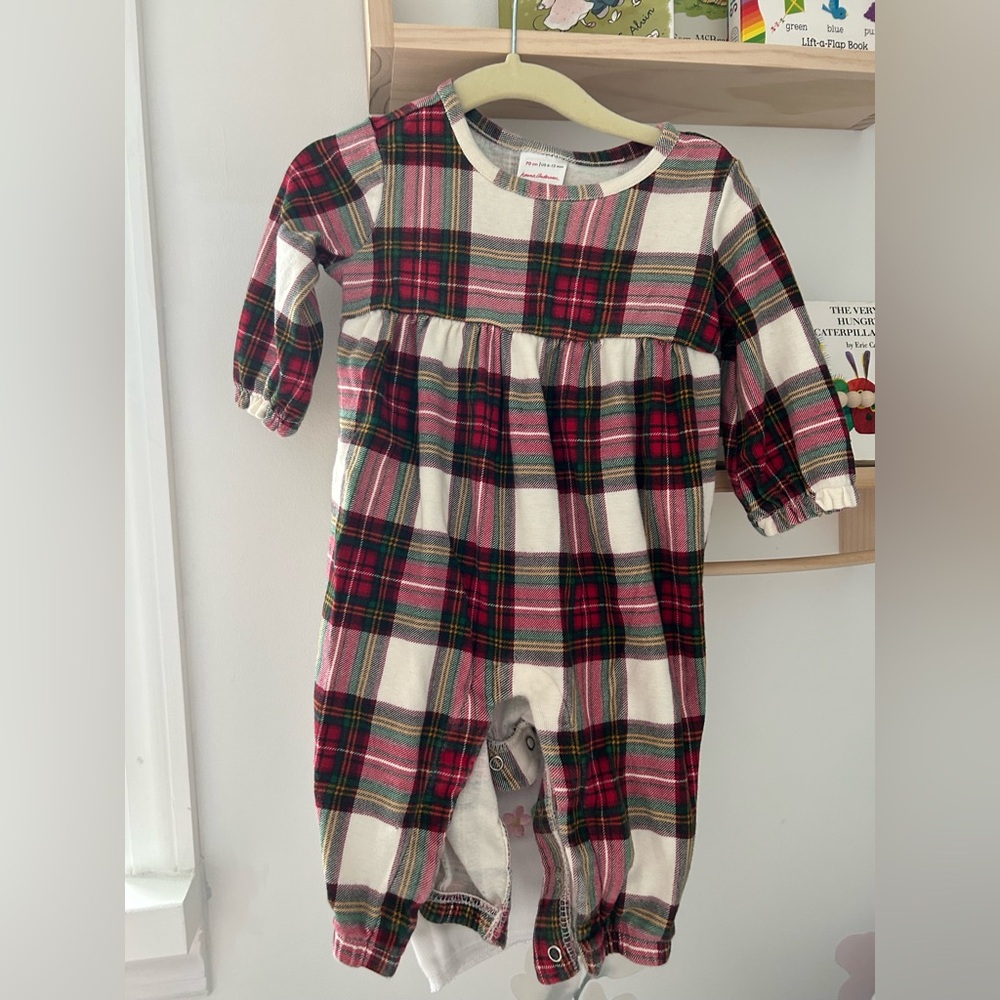Hanna Andersson Red and Green Plaid Kids Footie